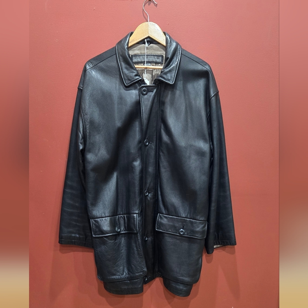 Vintage leather overcoat by Structure